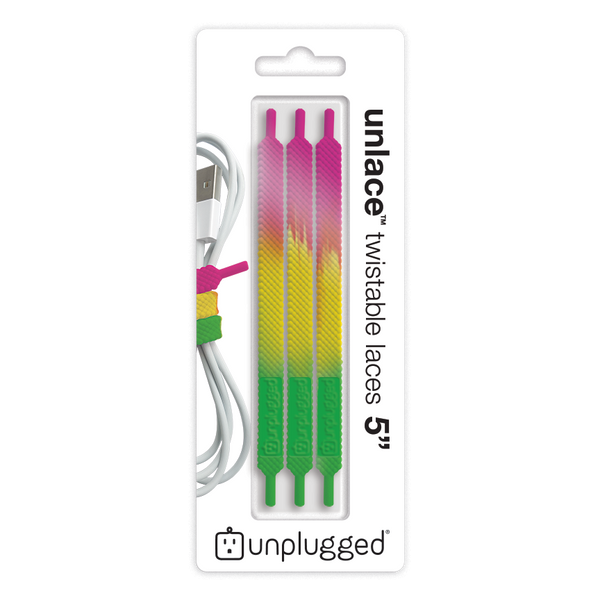 UNLACE 5 inch<br>Tie-Dye Twistable Laces (3-pack / Highlighter)
