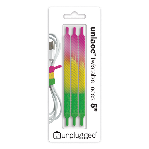 UNLACE 5 inch<br>Tie-Dye Twistable Laces (3-pack / Highlighter)